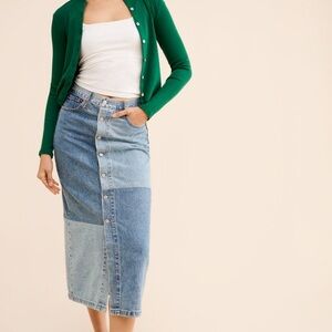 NEW Levi Strauss Levi’s Premium Patchwork Denim Midi Skirt, size 26/2